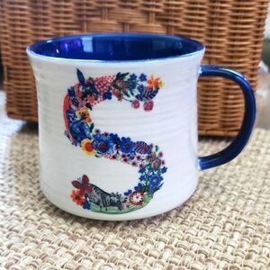 RARE Anthropologie Nathalie Lete "Bouquet" Floral Initial S Mug